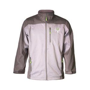 Bone Collector Men's Medium M Gray Softshell‎ Soft Fleece Lined Full Zip Jacket